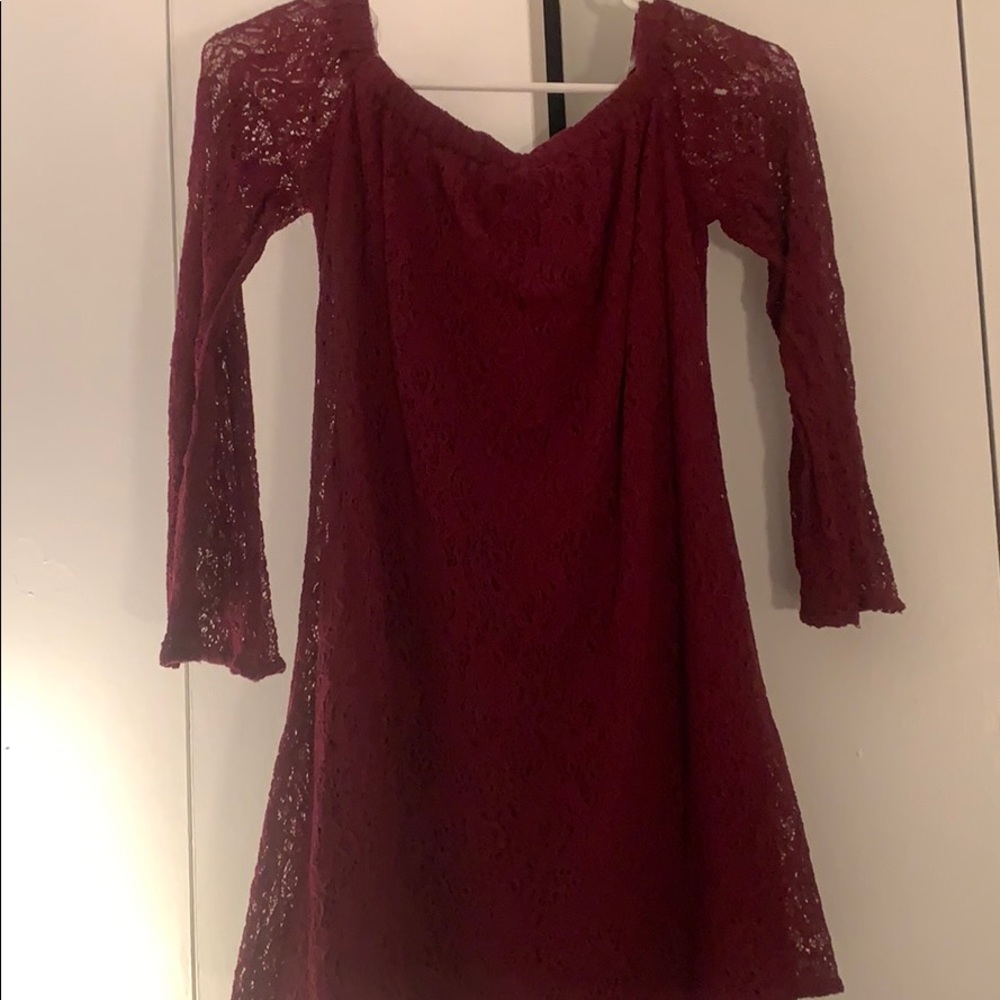 Off the shoulder maroon dress